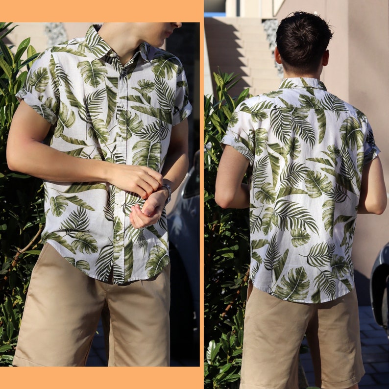 Mens Shirt Sewing Pattern, Mens Short Sleeve Shirt Pattern, Aloha Shirt Pattern, XXS - XXXL, A0, A4 & US-Letter + Detailed Instruction