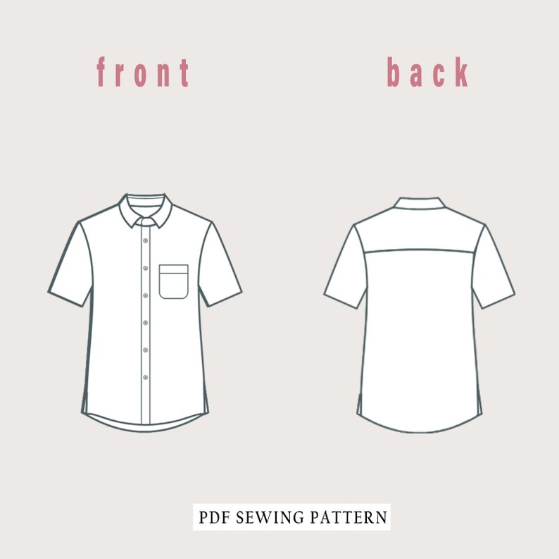 Men Short Sleeve Shirt Sewing Pattern, Man Pocket Shirt Sewing Pattern, PDF Pattern Instant Download, Xs-7xl, Plus Size Patterns, Man Linen