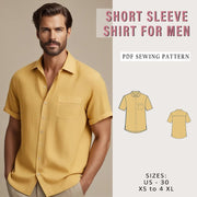 Men Short Sleeve Shirt Sewing Pattern, Man Pocket Shirt Sewing Pattern, PDF Pattern Instant Download, Xs-7xl, Plus Size Patterns, Man Linen