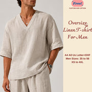 Men's Oversize Linen T-Shirt Sewing Pattern, Beach Shirt For Men, Linen Top, XS-4XL, 35-56